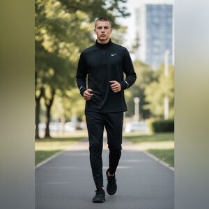 Nike men’s black dri-fit running pullover. Large NWT